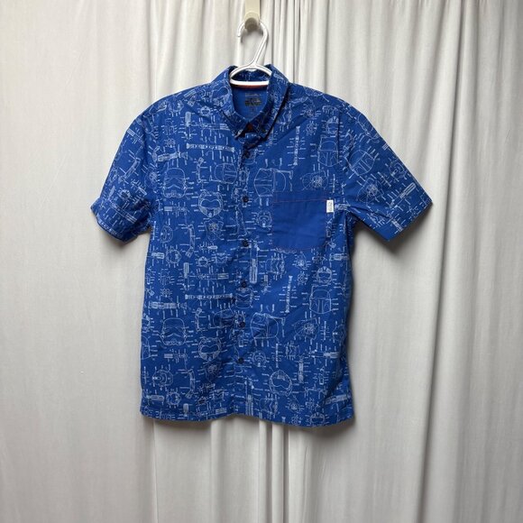 Disney Parks Star Wars Blueprint Short Sleeve Shirt Mens Size Medium Darth Vader - Picture 1 of 6